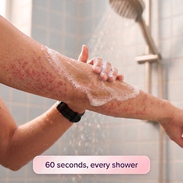 Wash lathering on wet arm